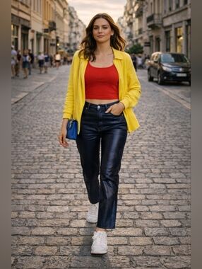 NWT Madewell 90’s Straight Coated Denim Jeans Midnight Foil Leather Look Size 30